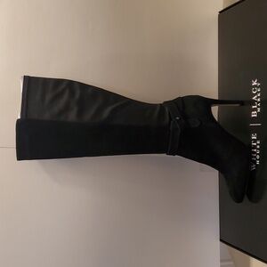 White House Black Market Jordan Suede Knee High Boots With Heel Black Size 10